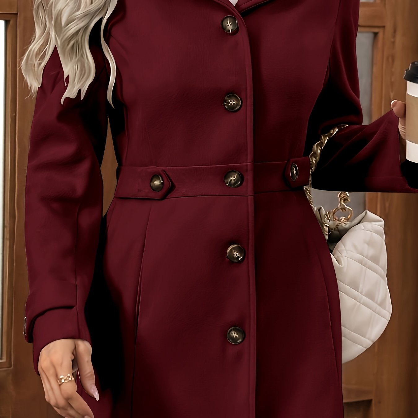 Casaco Elegante Feminino de Meia-Comprimento para Outono e Inverno