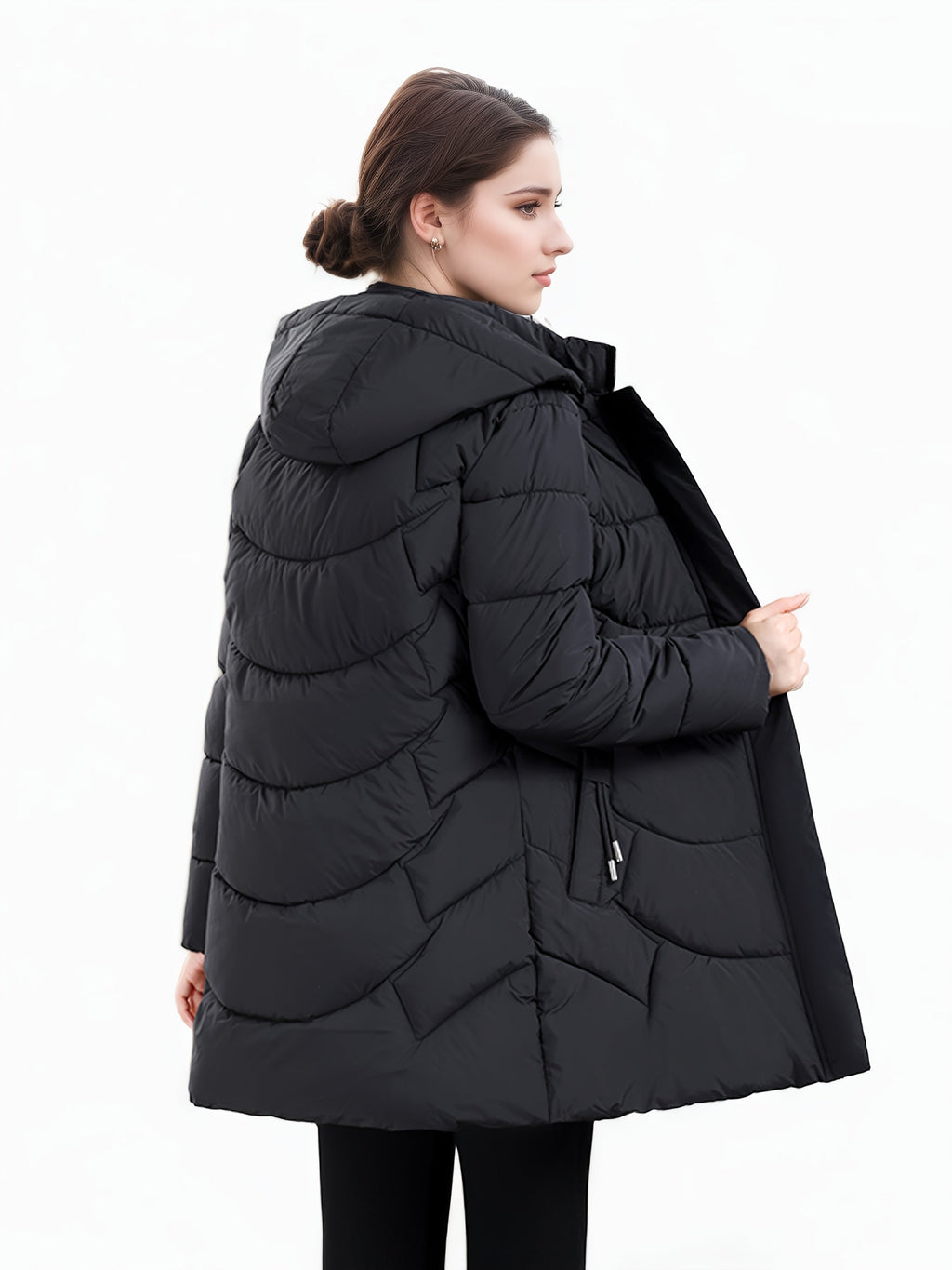 Casaco Padded Longo com Capuz para Mulheres