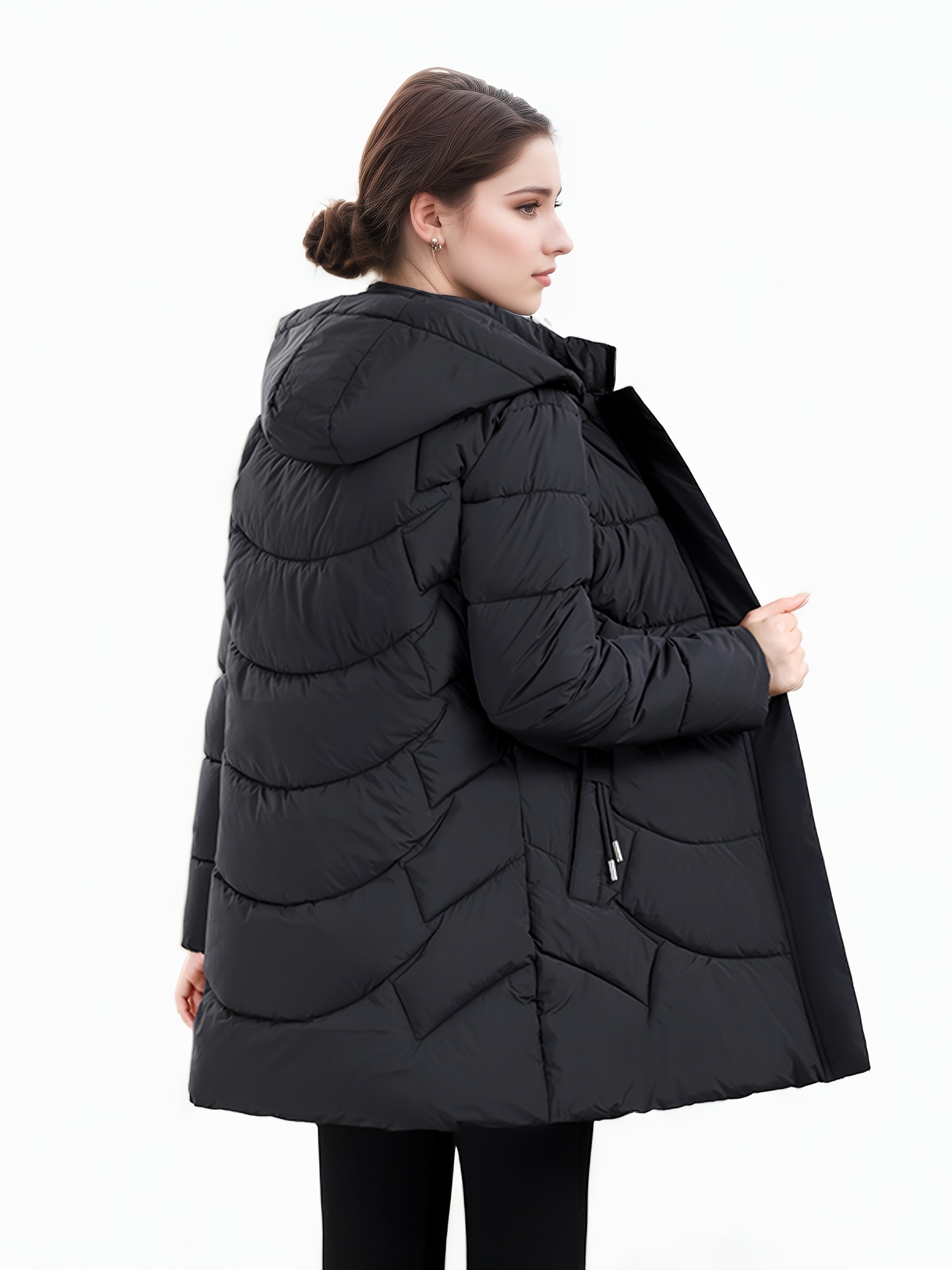 Casaco Padded Longo com Capuz para Mulheres