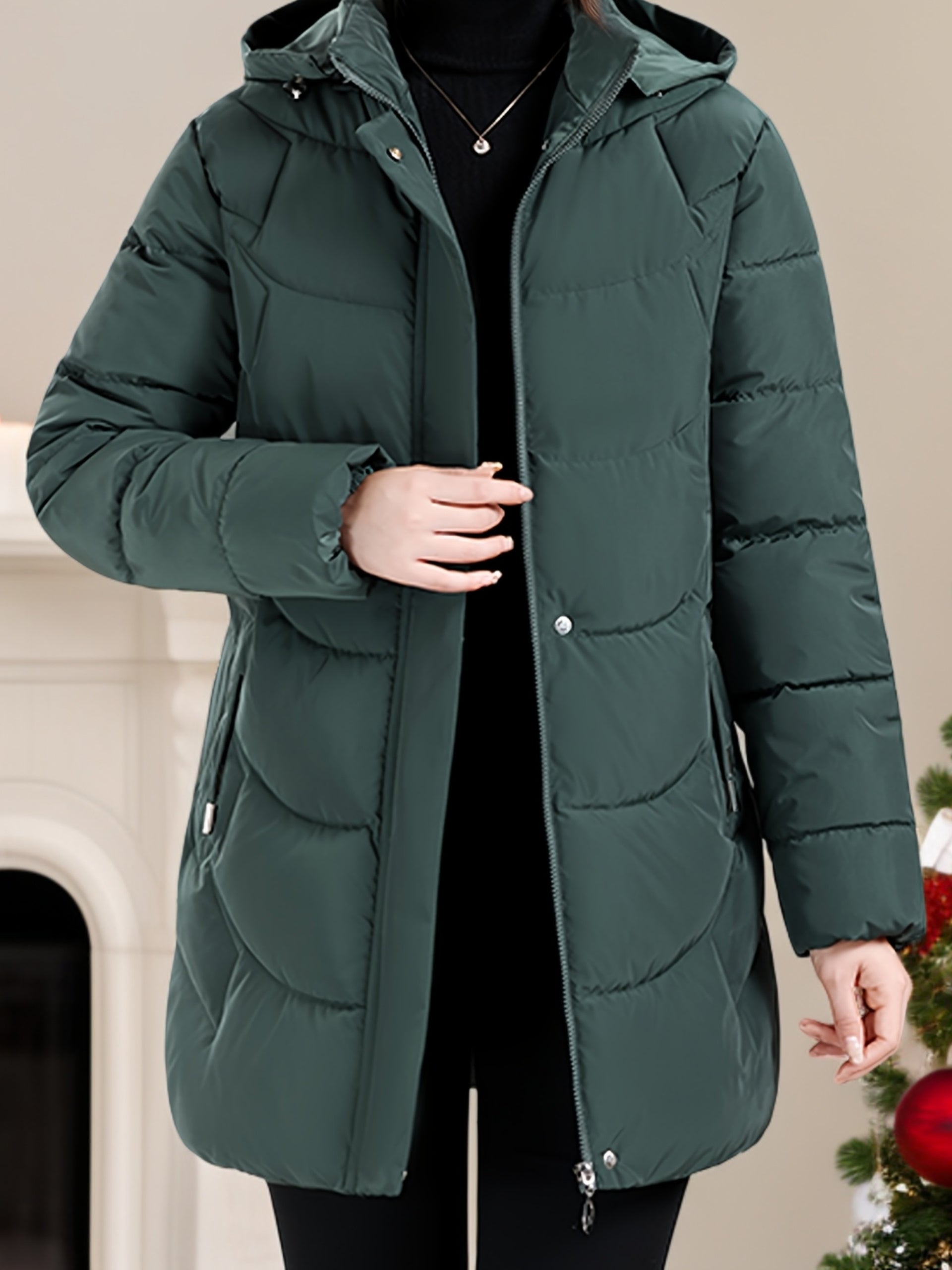 Casaco Padded Longo com Capuz para Mulheres Imagem principal do produto