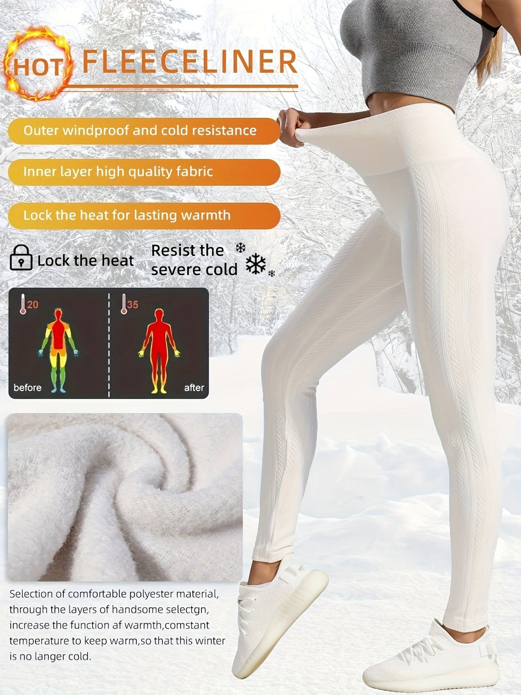 Calças Anke Jacquard Femininas - Leggings Térmicas de Inverno