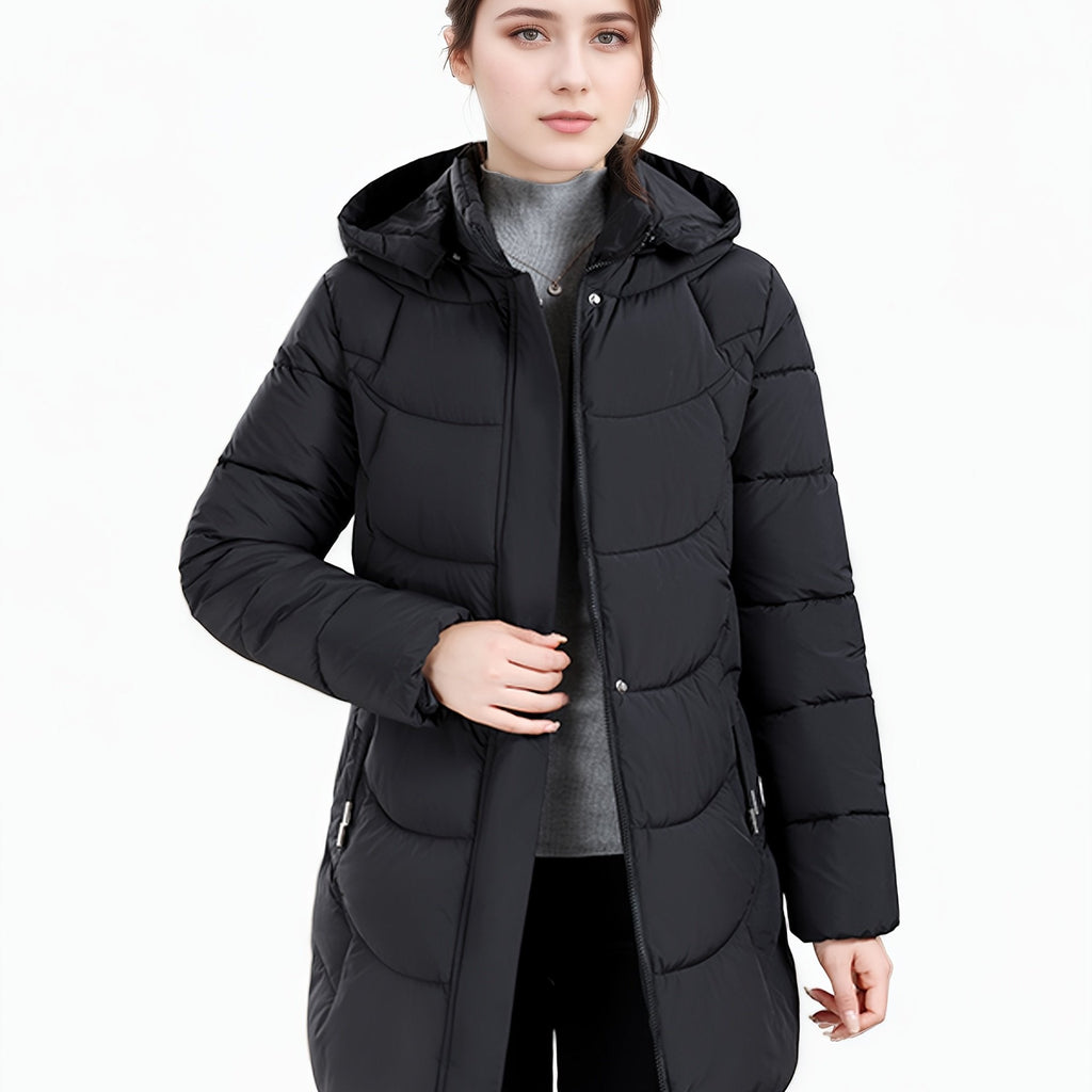 Casaco Padded Longo com Capuz para Mulheres
