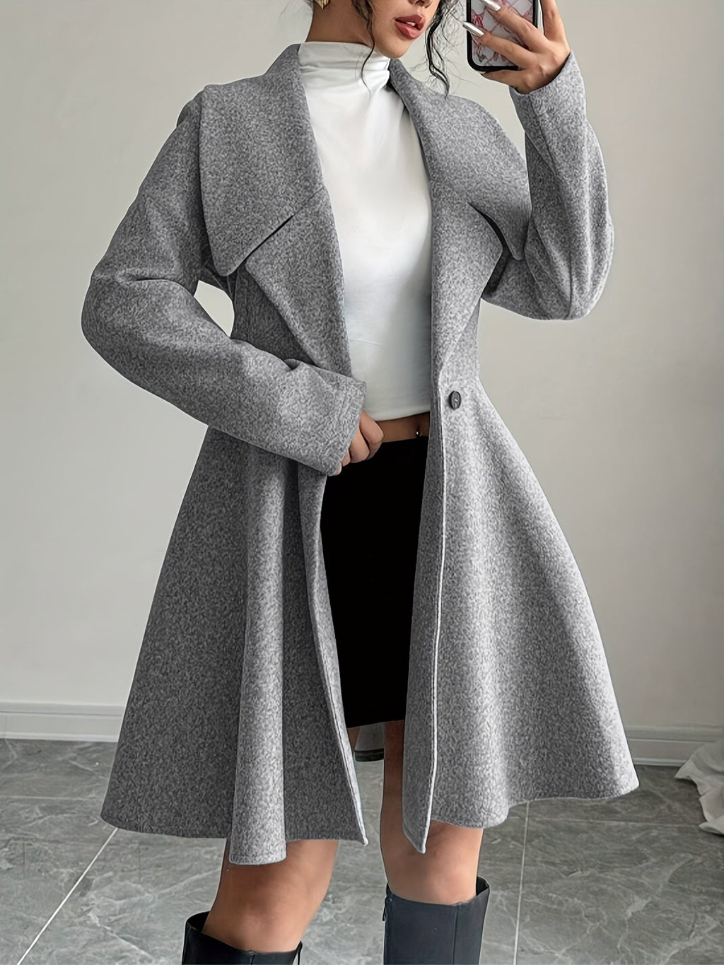 Blazer Feminino Elegante com Lapela e Botão para Trabalho e Dia a Dia