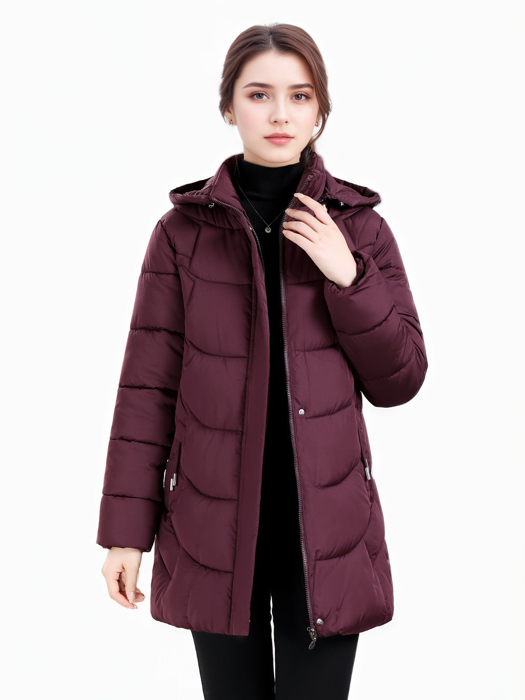 Casaco Padded Longo com Capuz para Mulheres