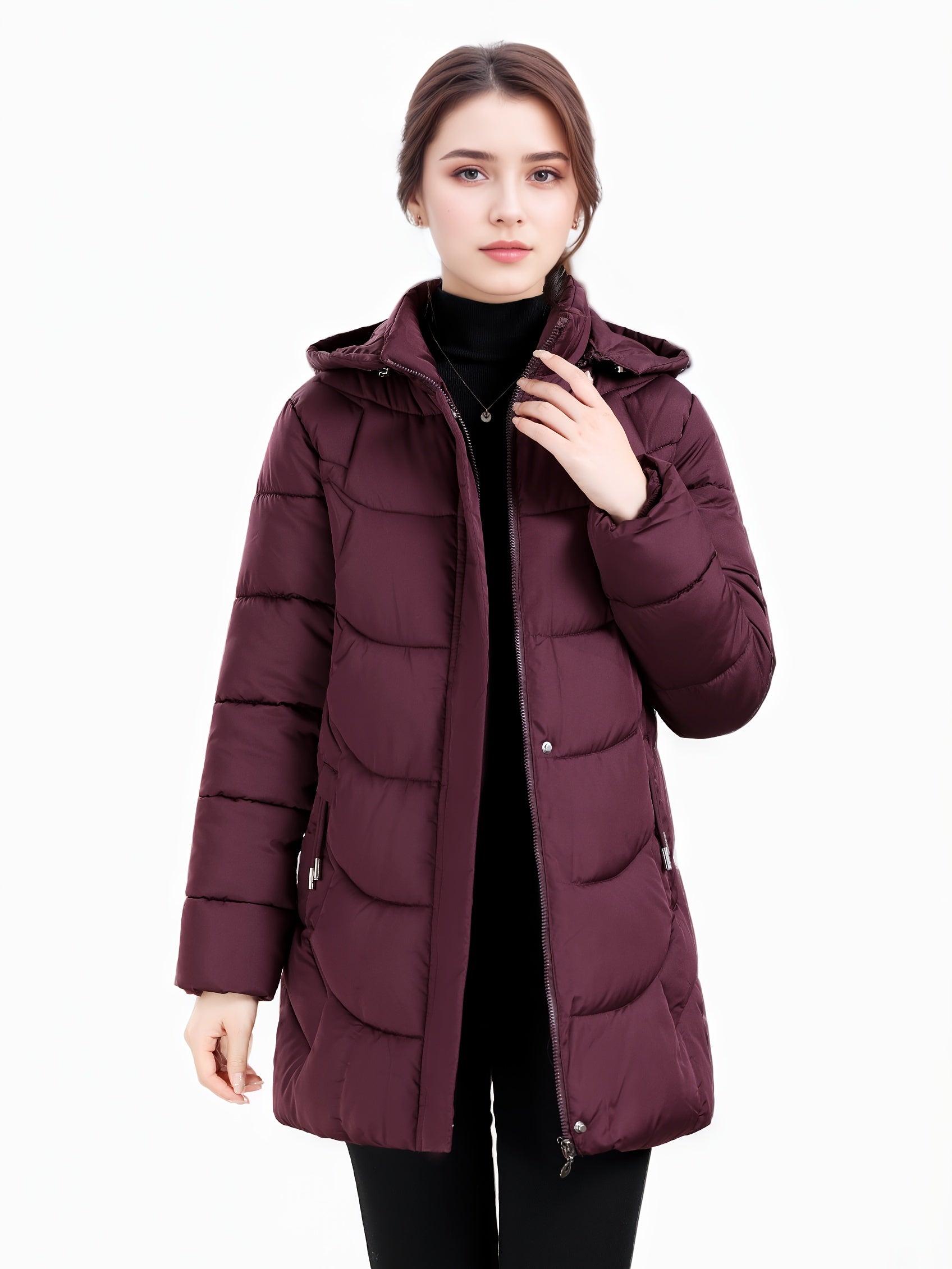 Casaco Padded Longo com Capuz para Mulheres