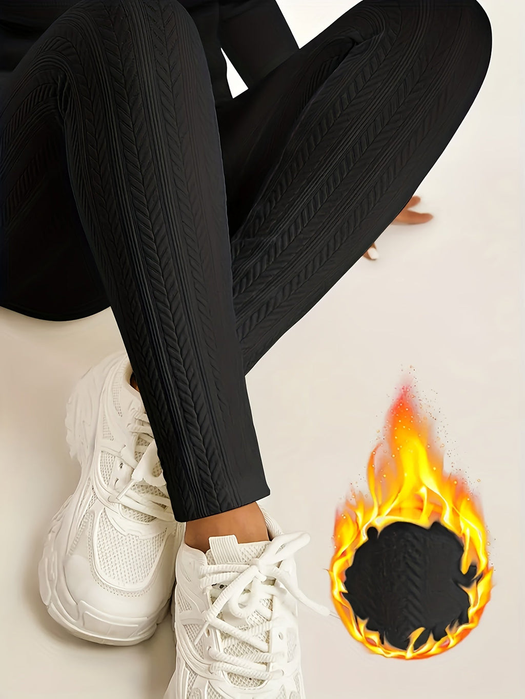 Calças Anke Jacquard Femininas - Leggings Térmicas de Inverno