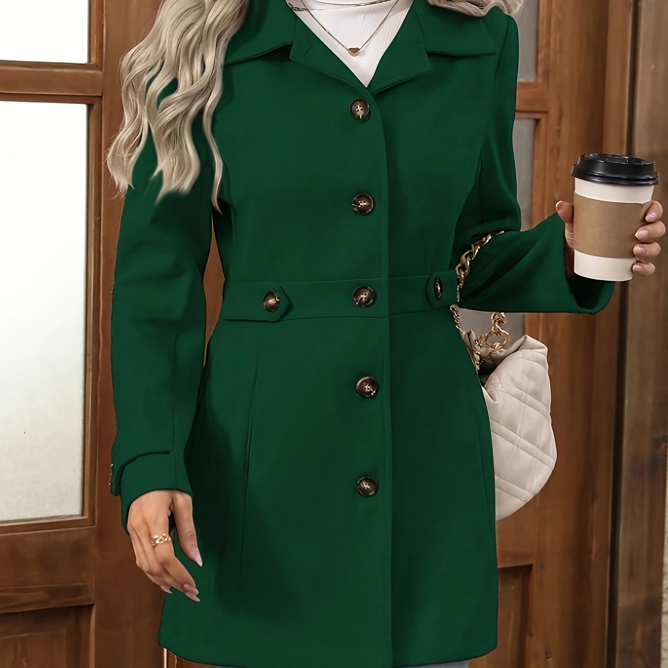 Casaco Elegante Feminino de Meia-Comprimento para Outono e Inverno