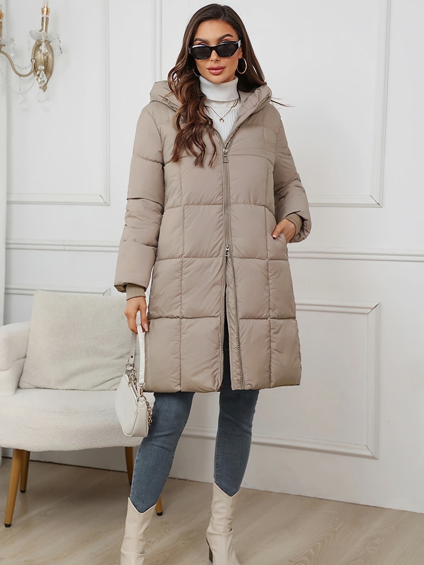 Casaco de Inverno Feminino com Capuz Imagem secundária do produto