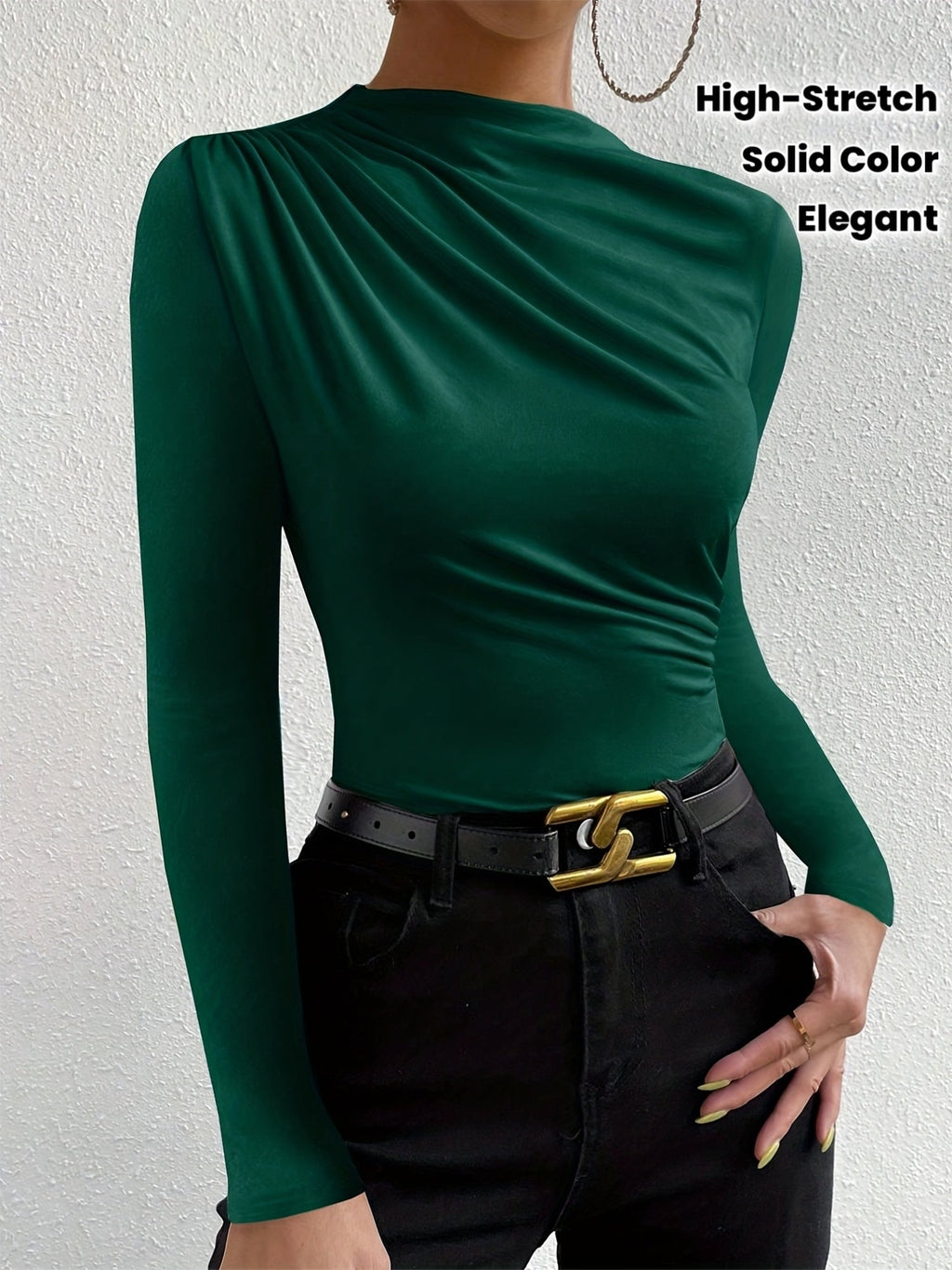 Slim Fit de Manga Longa para Mulheres