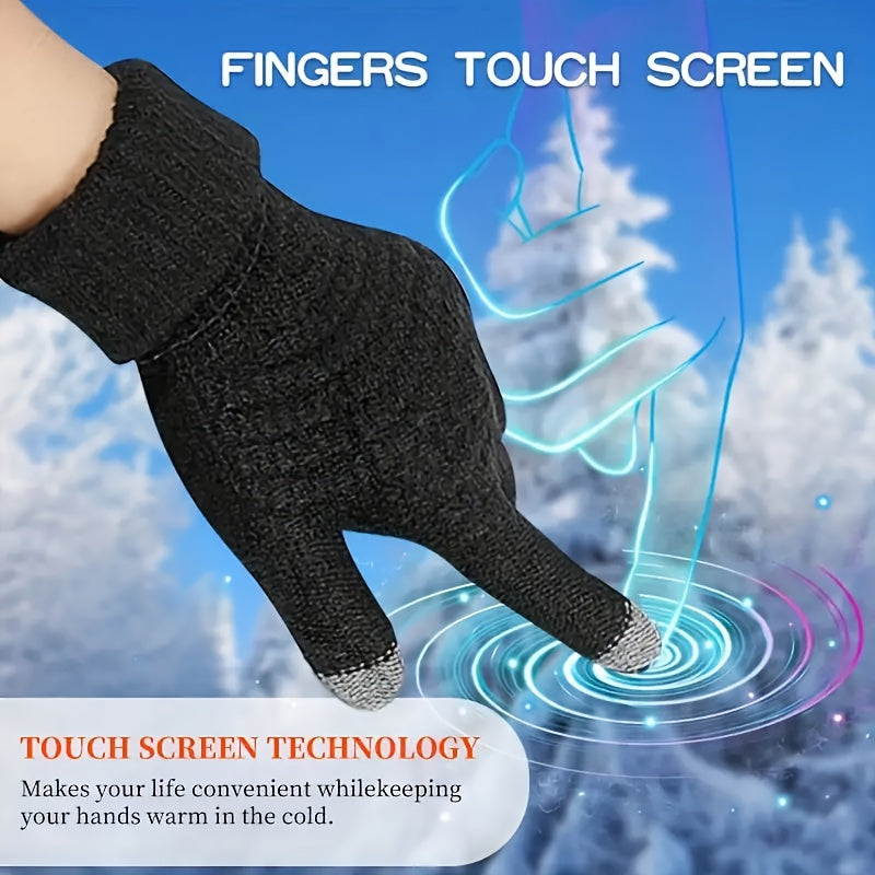 Luvas Jacquard Térmicas de Toque Total Estilo Abacaxi - Unissex