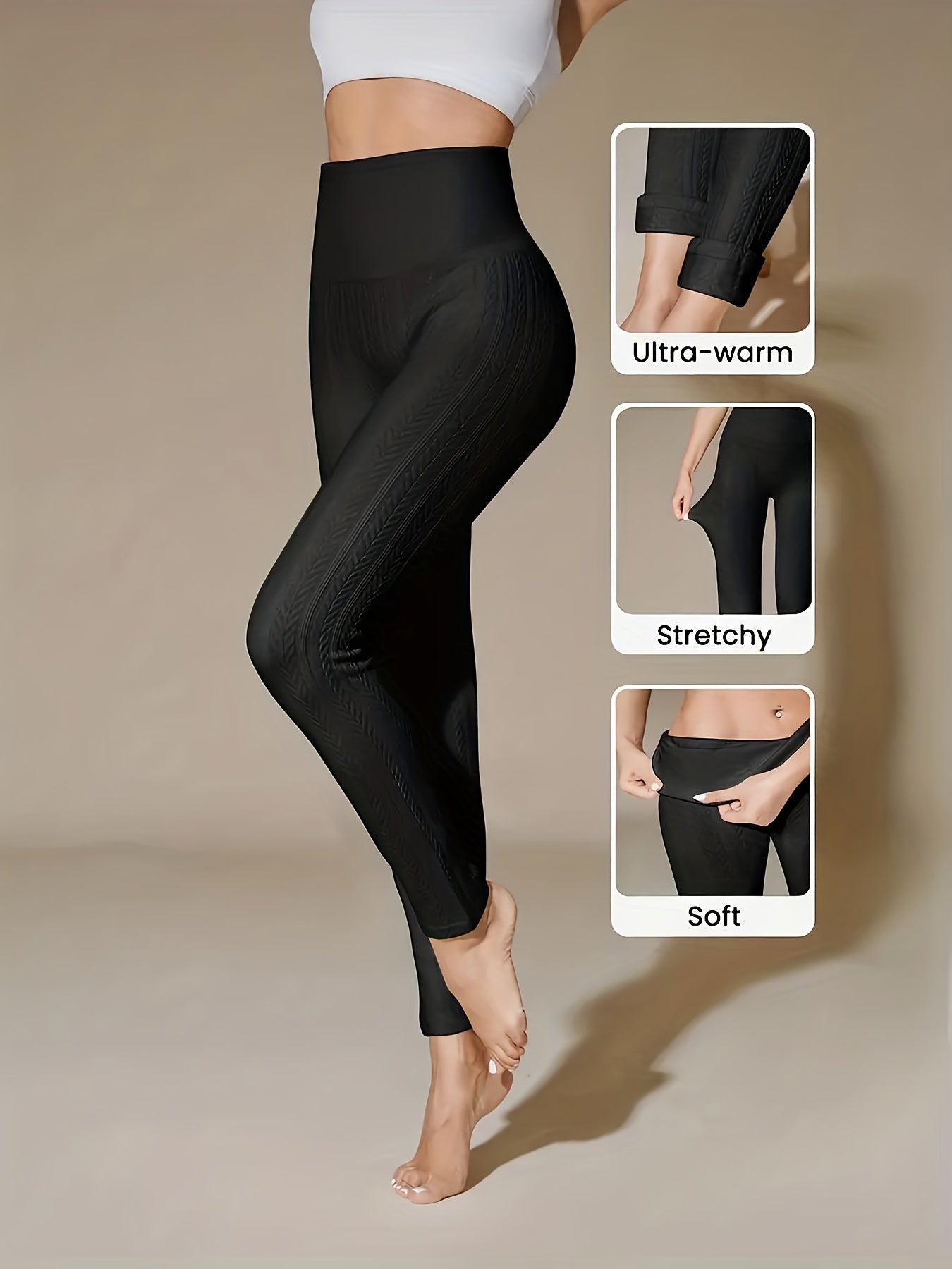 Calças Anke Jacquard Femininas - Leggings Térmicas de Inverno
