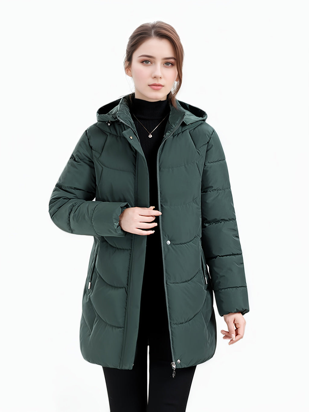 Casaco Padded Longo com Capuz para Mulheres