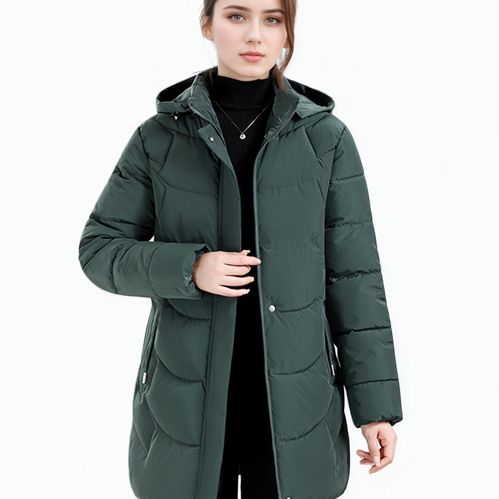 Casaco Padded Longo com Capuz para Mulheres