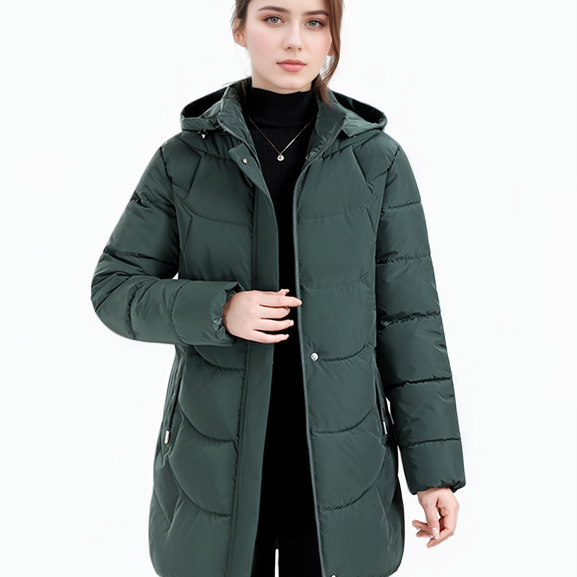 Casaco Padded Longo com Capuz para Mulheres