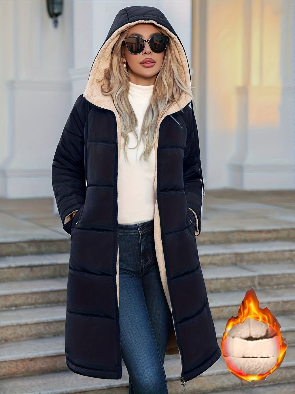 Jaqueta de Inverno Feminina Com Forro e Capuz
