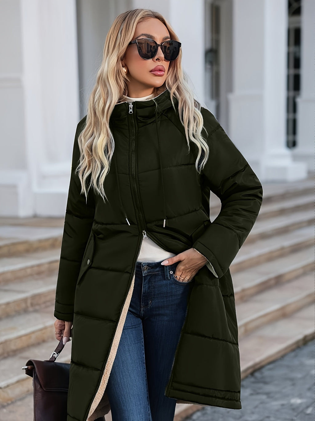 Jaqueta de Inverno Feminina Com Forro e Capuz