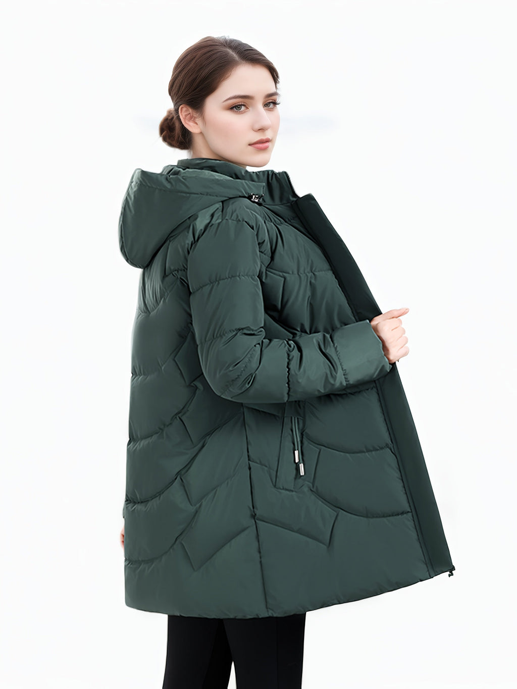 Casaco Padded Longo com Capuz para Mulheres