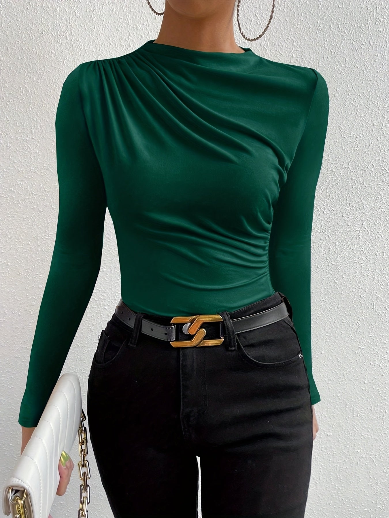 Slim Fit de Manga Longa para Mulheres