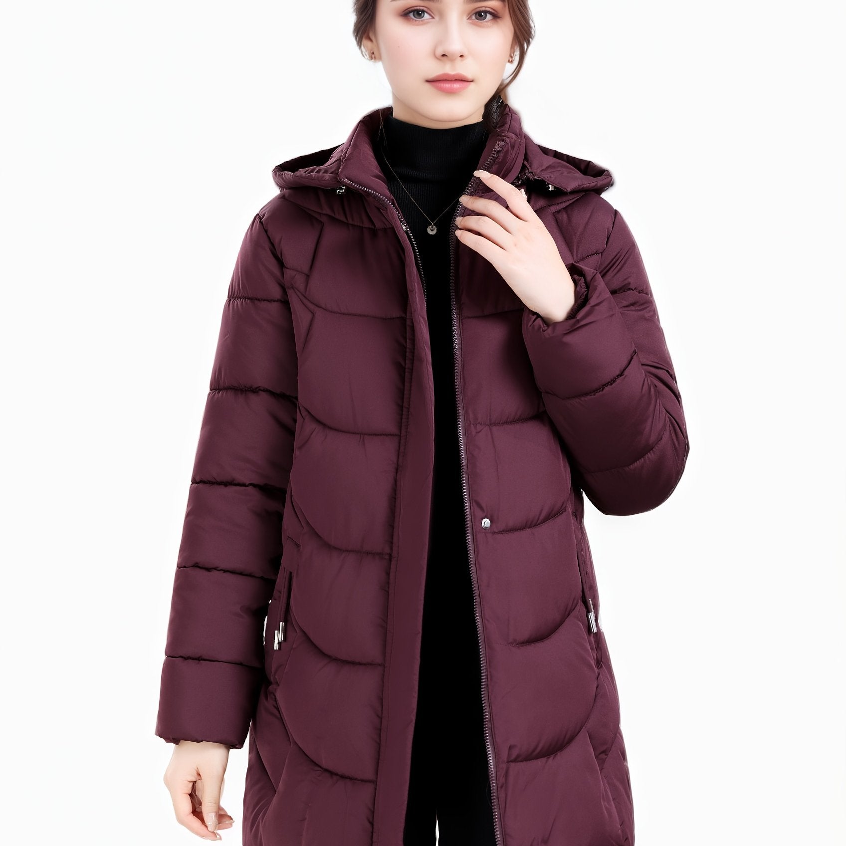 Casaco Padded Longo com Capuz para Mulheres
