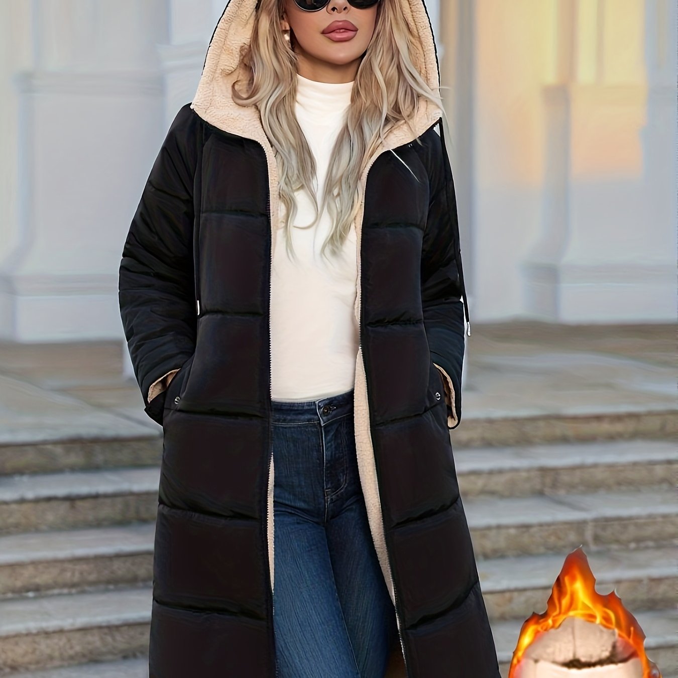 Jaqueta de Inverno Feminina Com Forro e Capuz