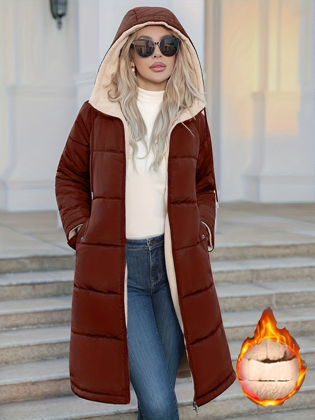 Jaqueta de Inverno Feminina Com Forro e Capuz