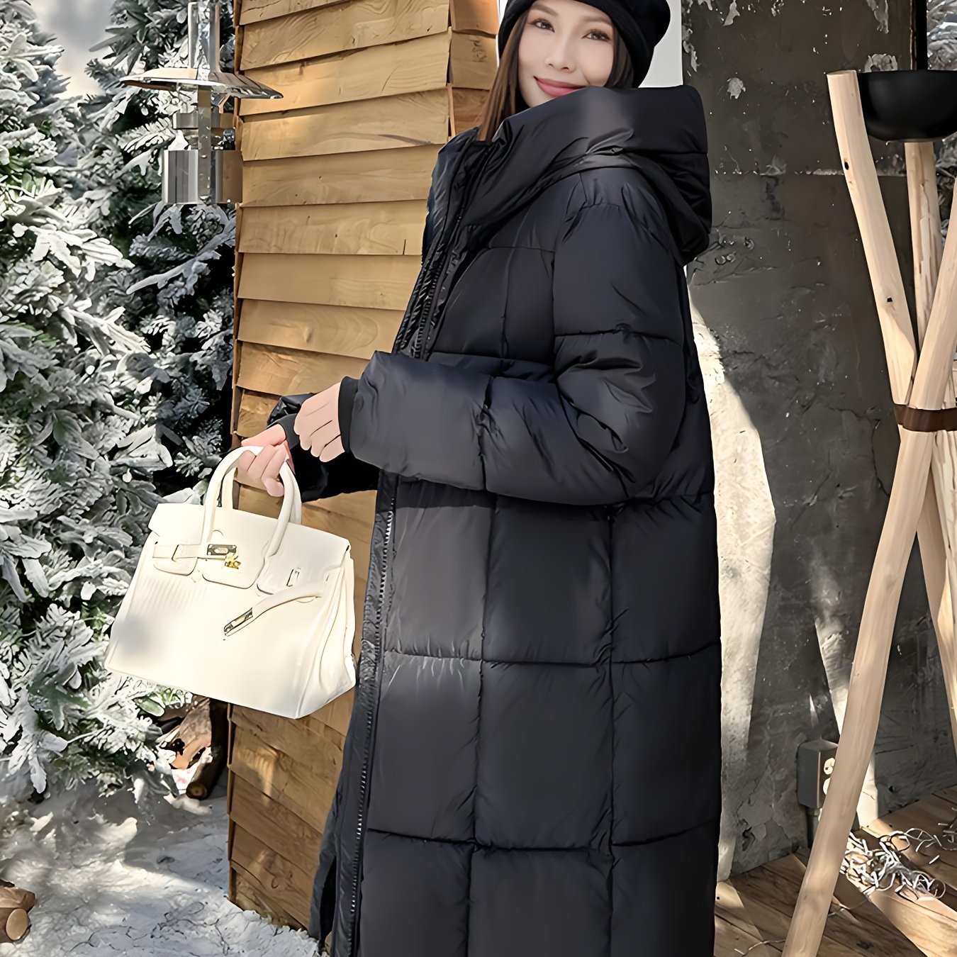 Casaco de Inverno Feminino com Capuz