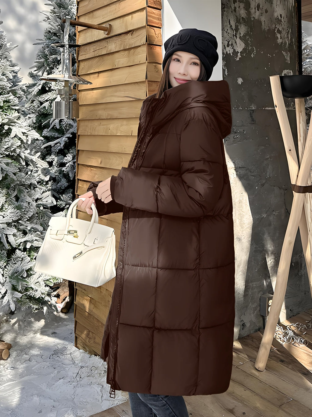 Casaco de Inverno Feminino com Capuz