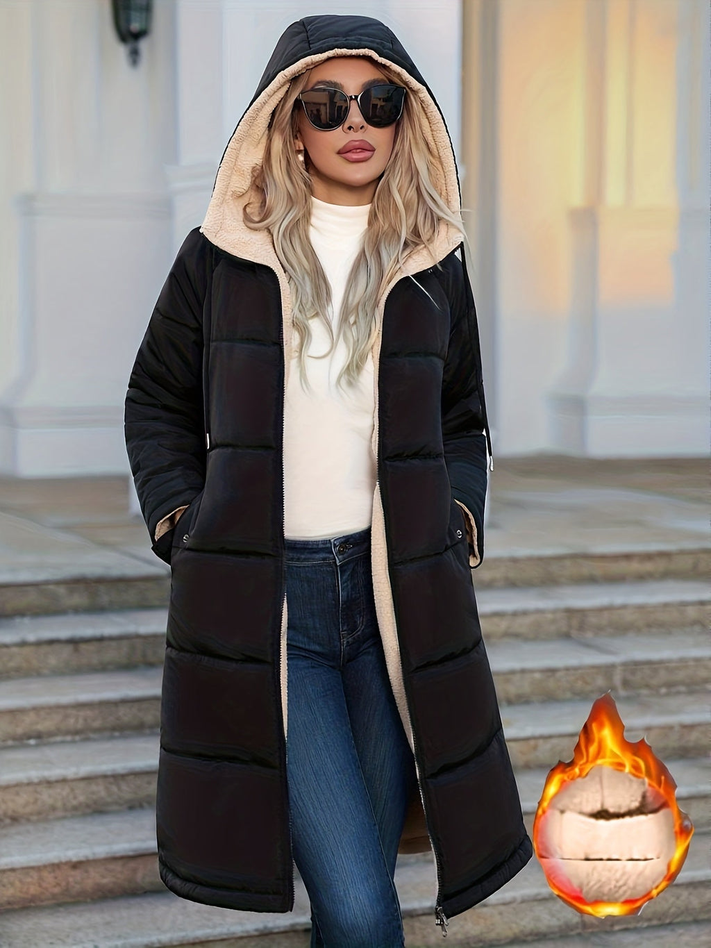 Jaqueta de Inverno Feminina Com Forro e Capuz