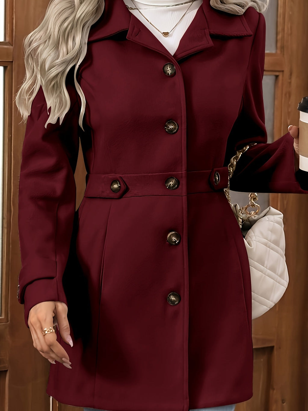 Casaco Elegante Feminino de Meia-Comprimento para Outono e Inverno