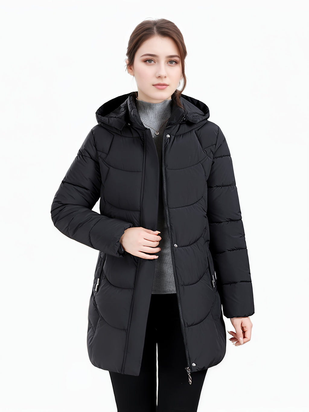 Casaco Padded Longo com Capuz para Mulheres