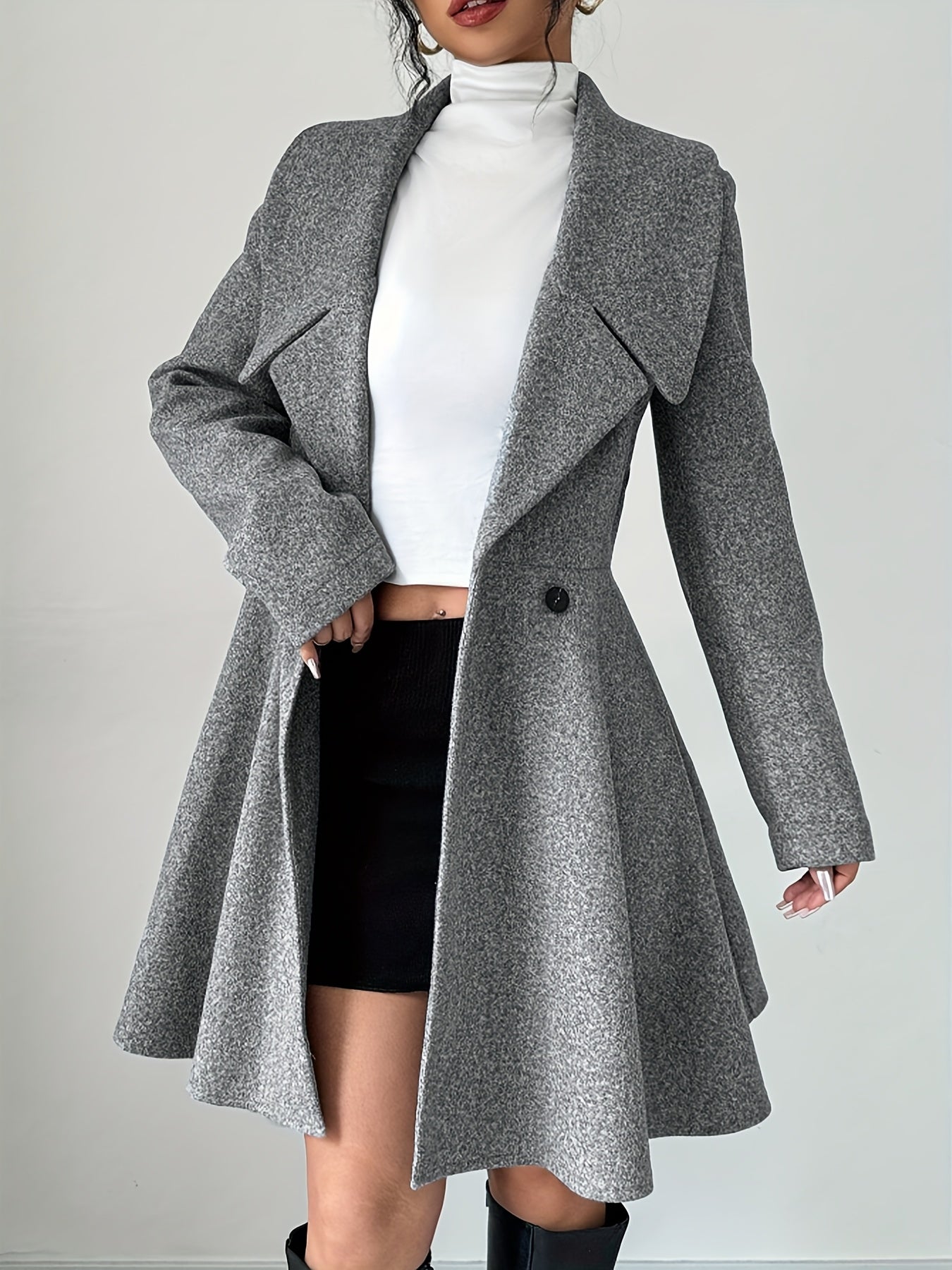 Blazer Feminino Elegante com Lapela e Botão para Trabalho e Dia a Dia