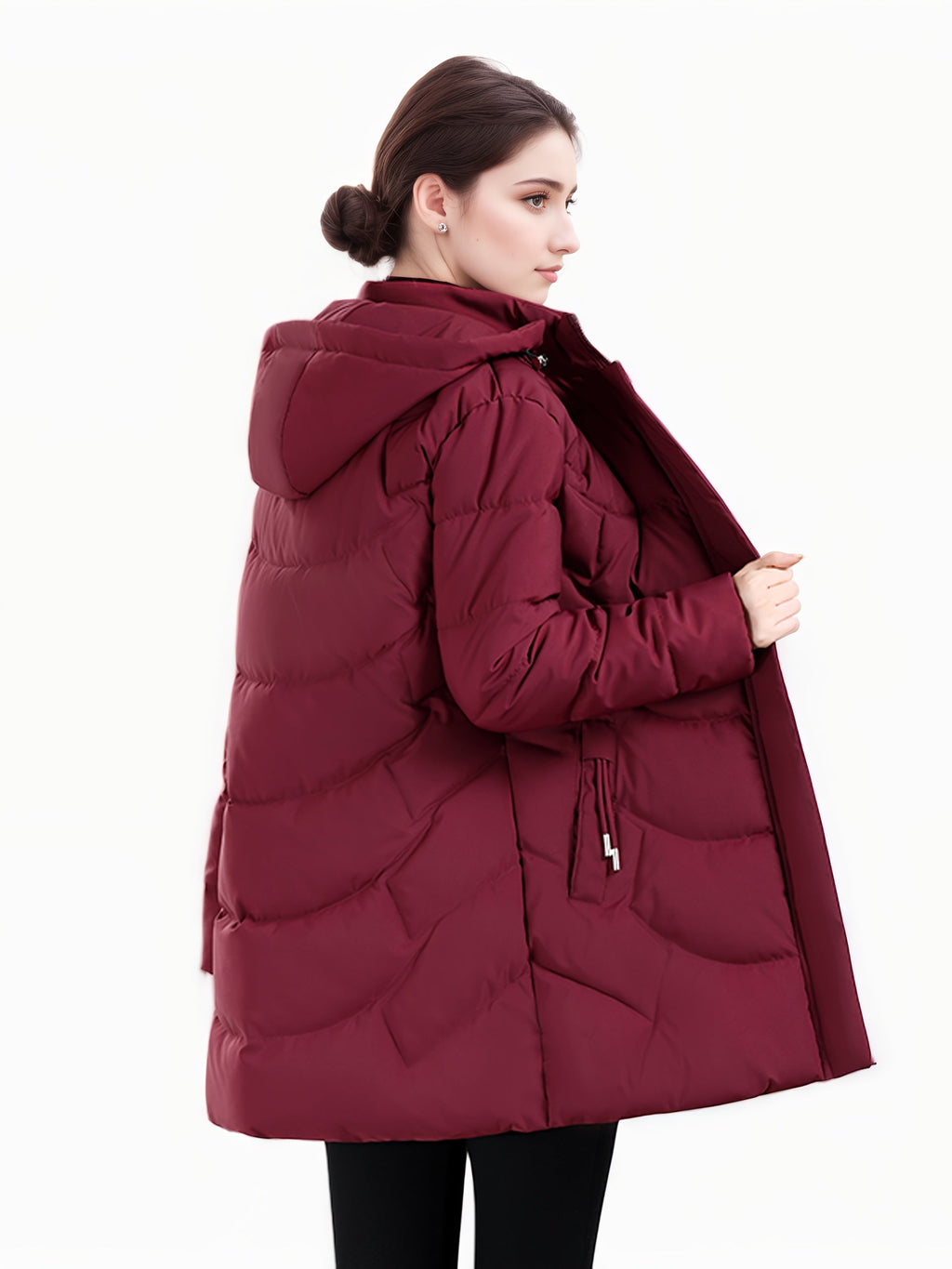 Casaco Padded Longo com Capuz para Mulheres