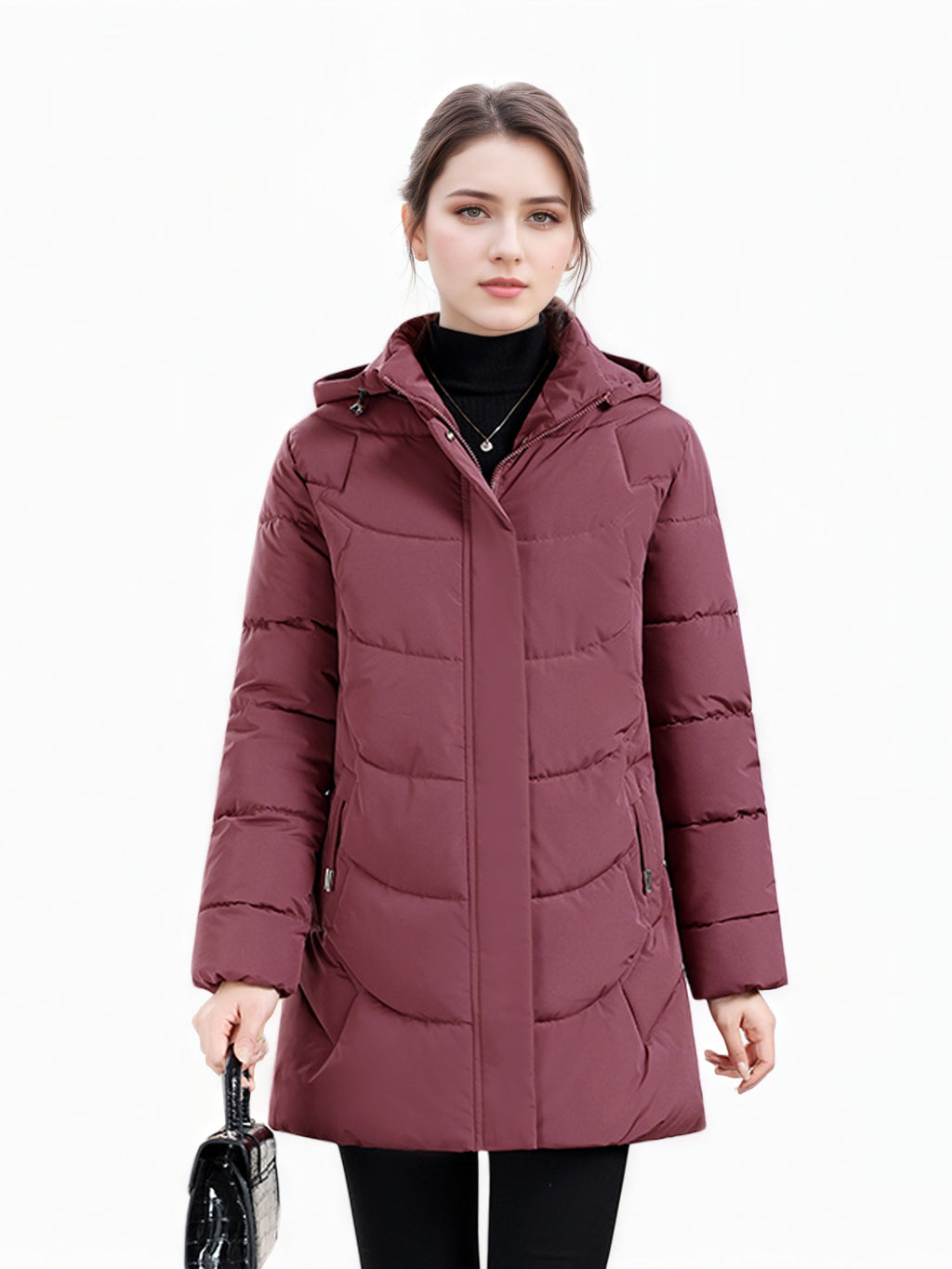 Casaco Padded Longo com Capuz para Mulheres